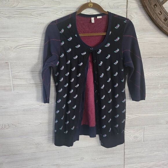 Moth Anthropologie Double Layer Cardigan Women's SZ S Fox Sweater - Picture 1 of 6